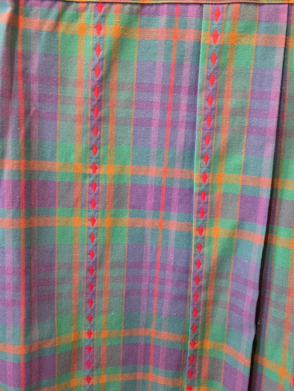 Vintage Koret City Blues Plaid Embroidered Shirt XL | Southwest Boho Button Dow - Picture 10 of 14